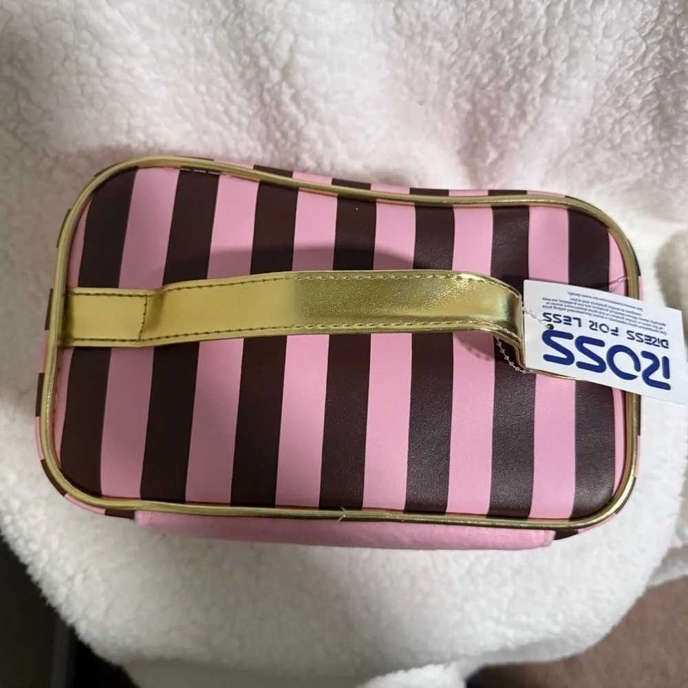 Juicy Couture Vintage Logo Pink and Brown Striped Makeup 💄 Bag
